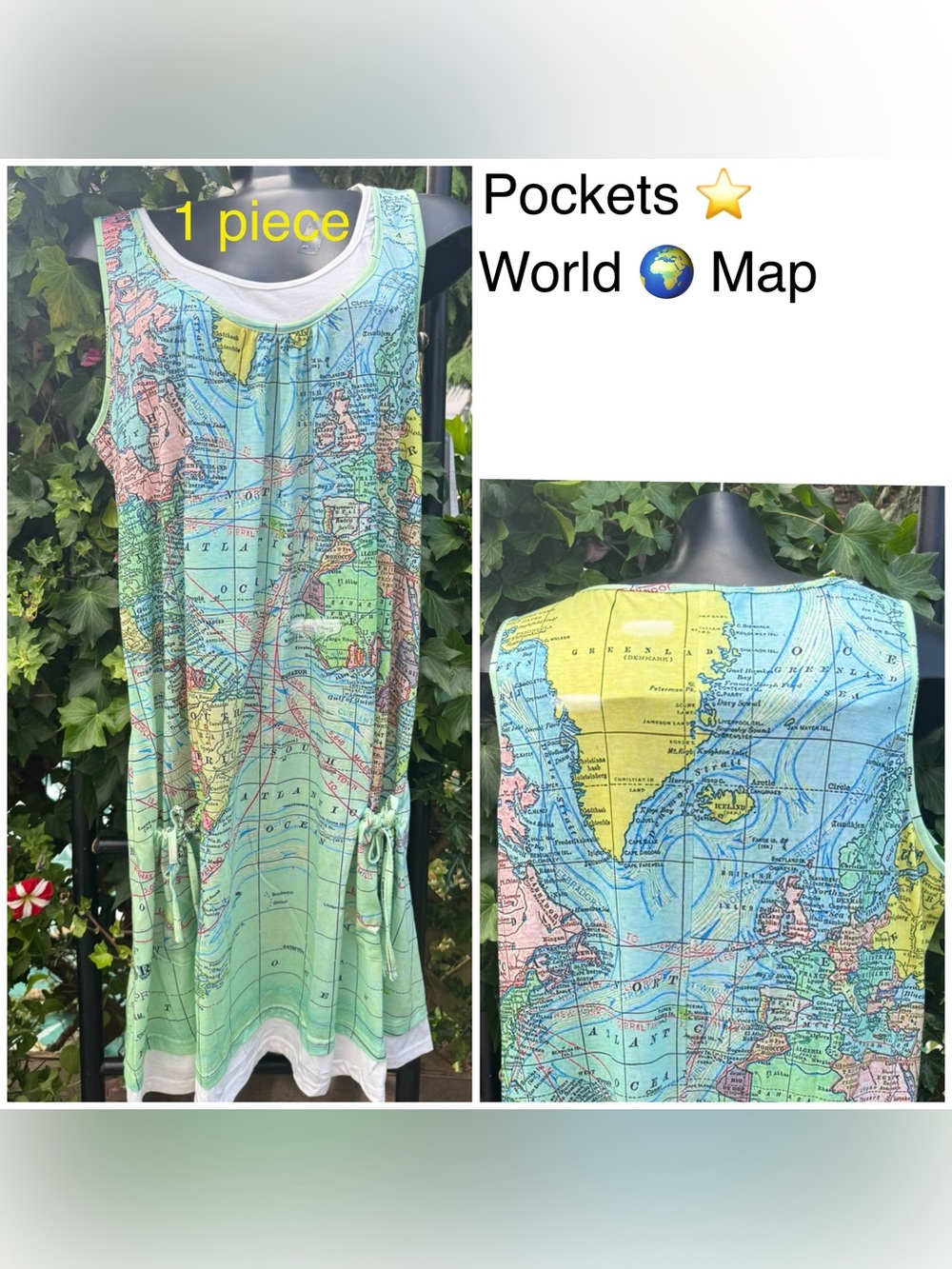 🌍 VINTAGE 🗺️ EUC long Dress 👗 MISSLOOK , 2 drawstring pockets